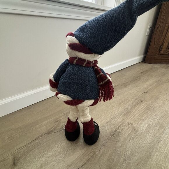 Weighted Standing Snowman Decor Knit Sweater Scarf Holiday Figure Cute - Picture 6 of 11